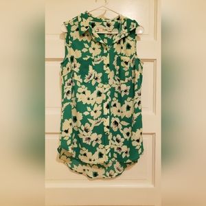 Green and White floral tunic top by Merona